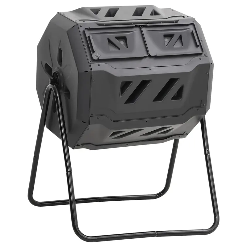 recipient de compost de gradina, negru, 73x64x95 cm, 160 l