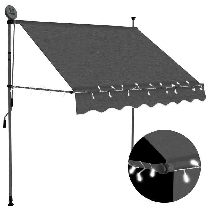 copertina retractabila manual cu led, antracit, 200 cm
