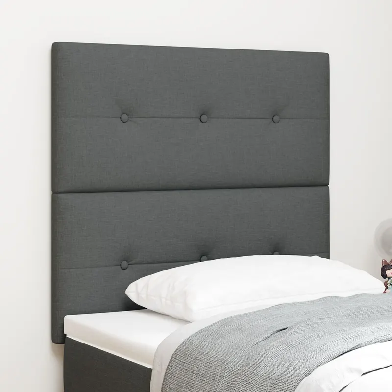 tablie de pat capitonata cu nasturi, gri inchis, 80 cm, textil