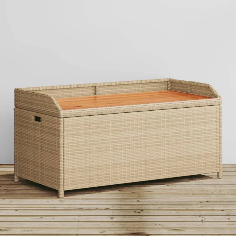 banca depozitare gradina, bej mix 100x50x52 cm poliratan/acacia