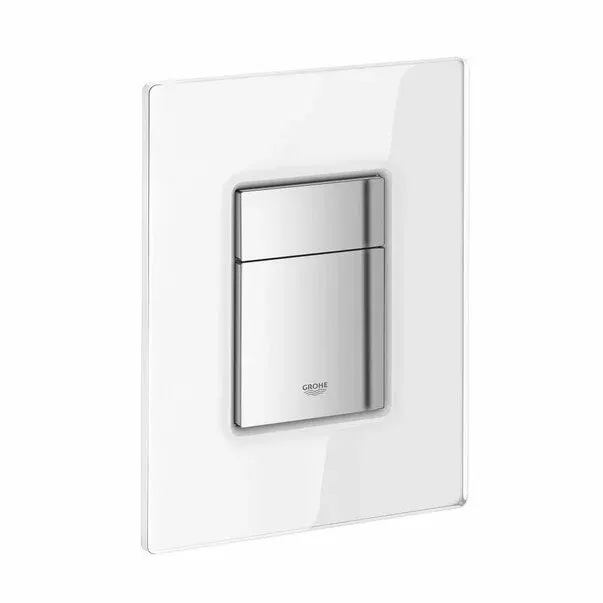 Placa de actionare Grohe 38845LS0, Skate Cosmopolitan, dubla actionare, 156 x 197 mm, reversibila, sticla, alb crom