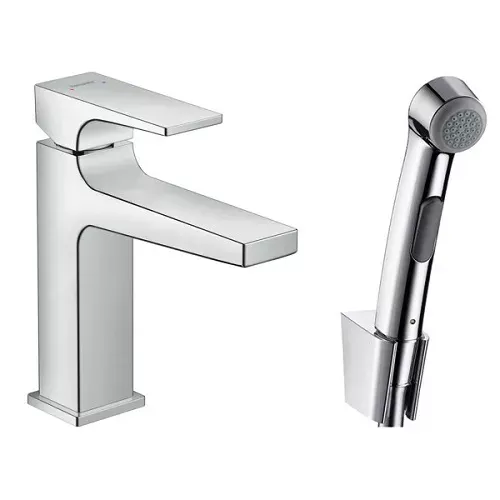 Baterie lavoar Hansgrohe Metropol, M, 184 mm, set dus igienic, ventil, crom, 32522000