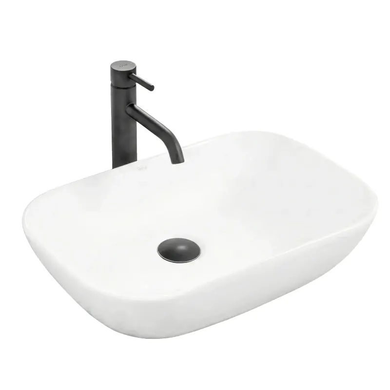 Lavoar dreptunghiular Rea Claudia, ceramica alb lucios, 51 x 34 cm