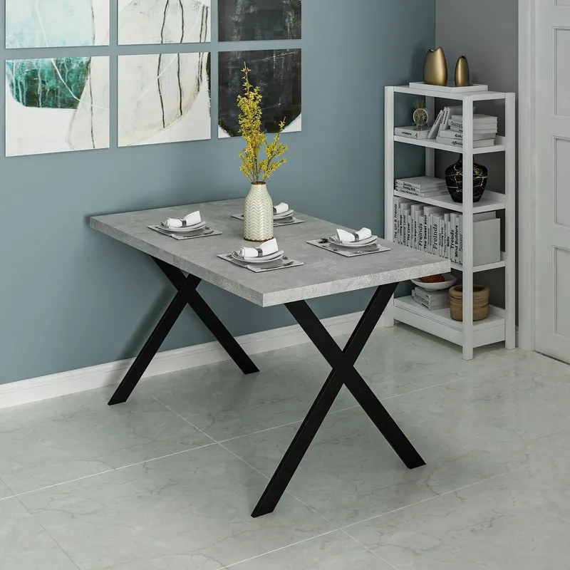 Masă dining Brayn, Diverse culori, 139x80x76 cm - Gri