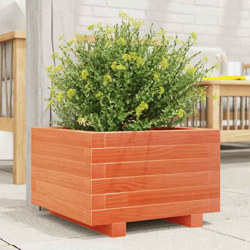 jardiniera gradina, maro ceruit, 40x40x26,5 cm, lemn masiv pin