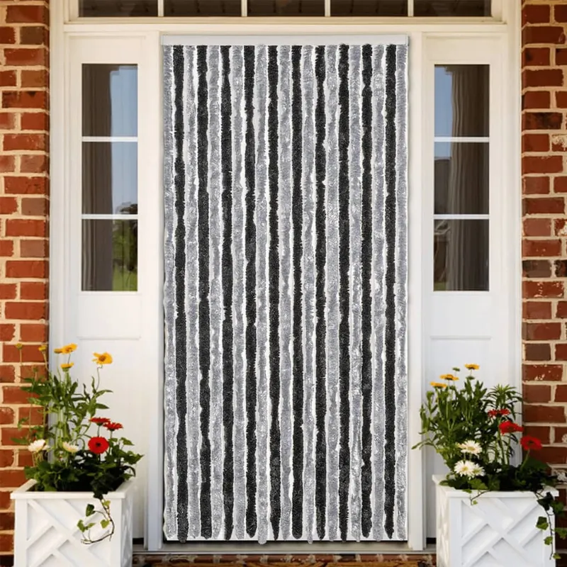 perdea pentru insecte, gri si negru, 90x220 cm, chenille