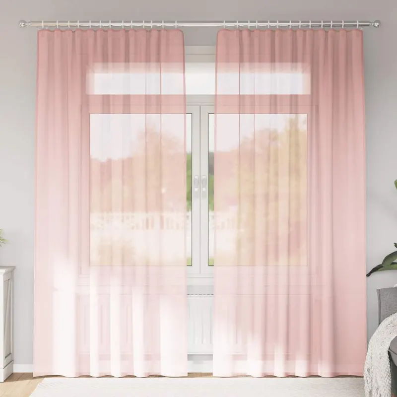perdele voile cu bucle 2 buc roz 140x225 cm