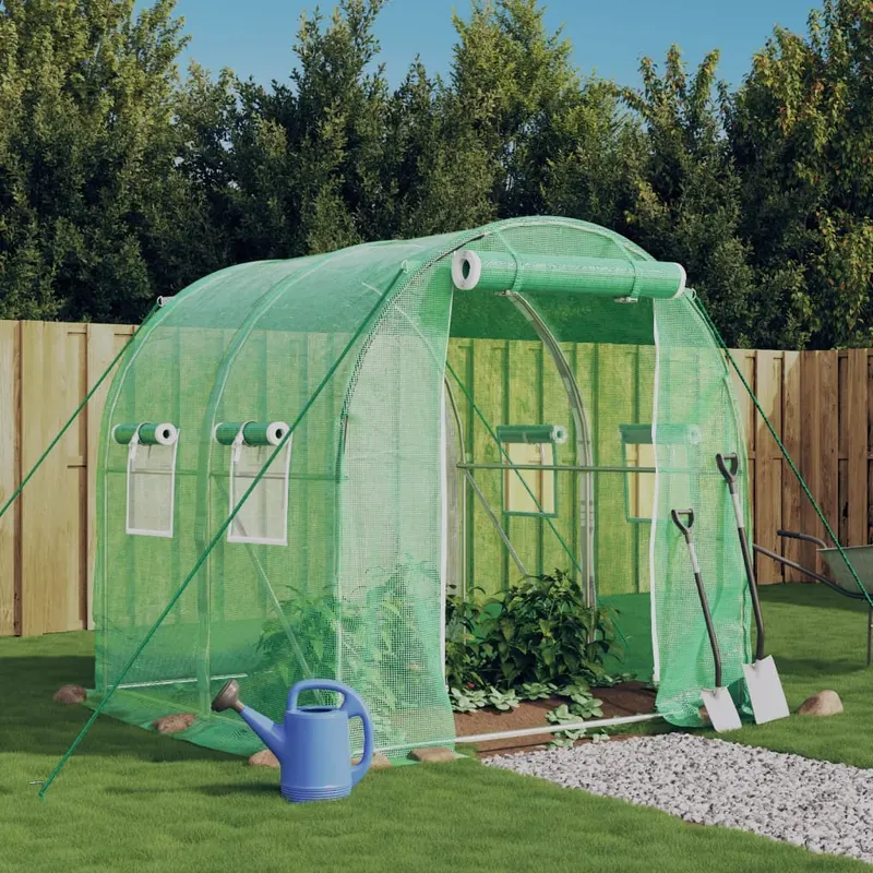 sera cu un cadru din otel, verde, 4 m2, 2x2x2 m