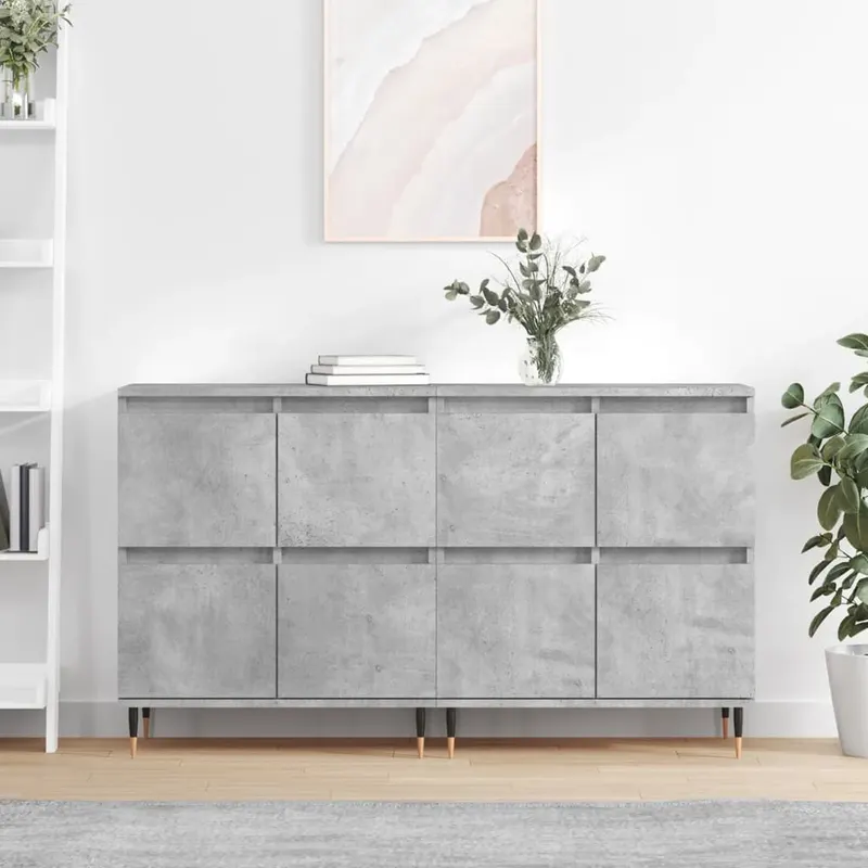 servante, 2 piese, gri beton, lemn prelucrat
