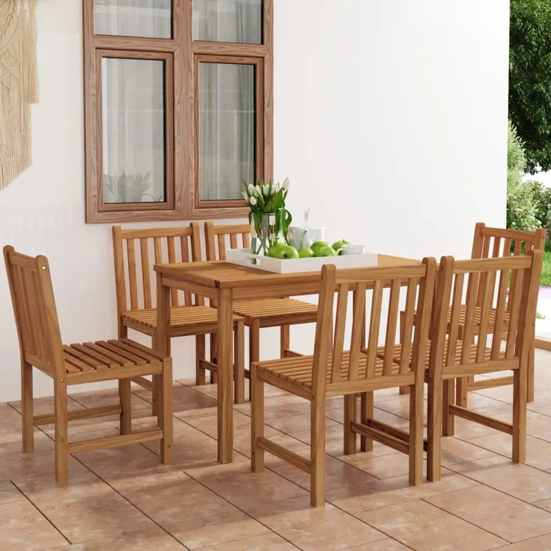 set mobilier gradina, 7 piese, lemn masiv de tec