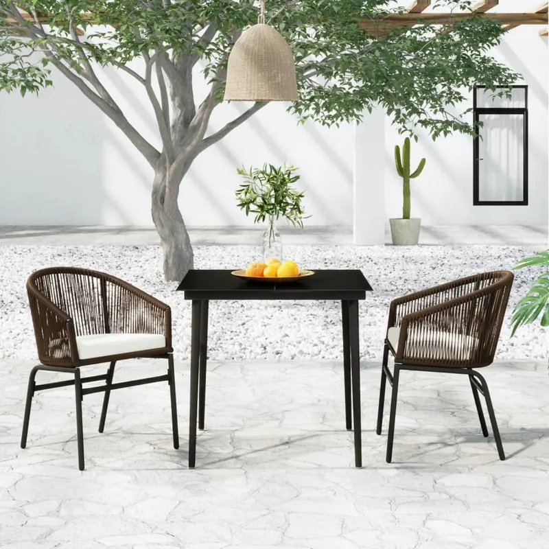 set de mobilier pentru gradina, 3 piese, maro