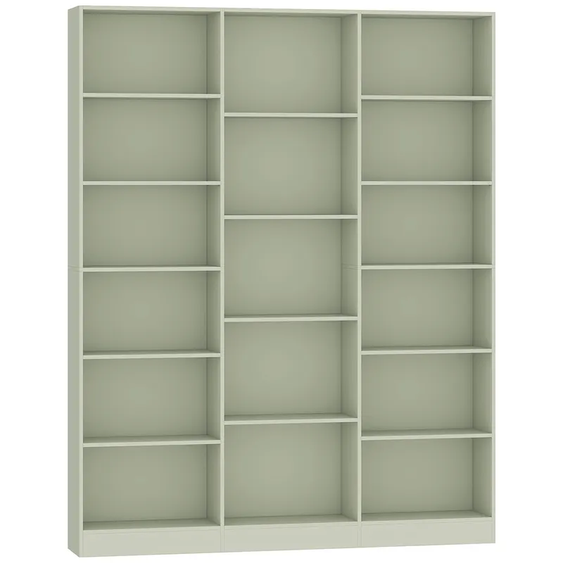 HOMCOM Bibliotecă 6 Niveluri, Raft de Depozitare cu 17 Compartimente și Polițe Reglabile, 149 x 23,6 x 188 cm, Verde