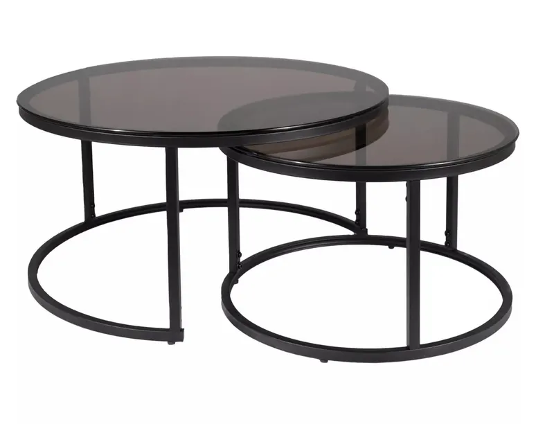 Set 2 masute de cafea FERALO Ø60/80 x 38/42 CM - Negru