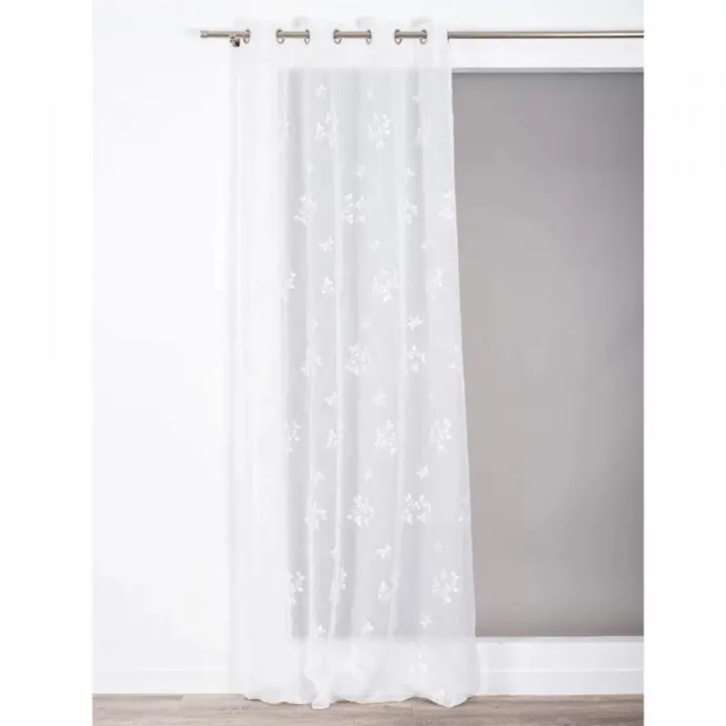 Perdea Fleurette Ivoire 021, poliester, model floral, ivoire, 140 x 240 cm