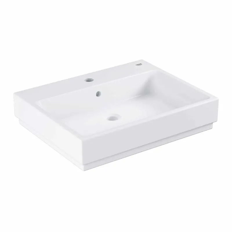 Lavoar baie pe blat alb 60 cm, dreptunghiular, Grohe Cube Ceramic Pure Guard