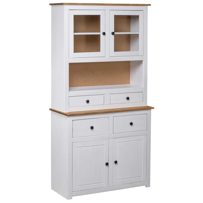 bufet inalt, alb, 93x40,5x180 cm, lemn masiv pin, gama panama