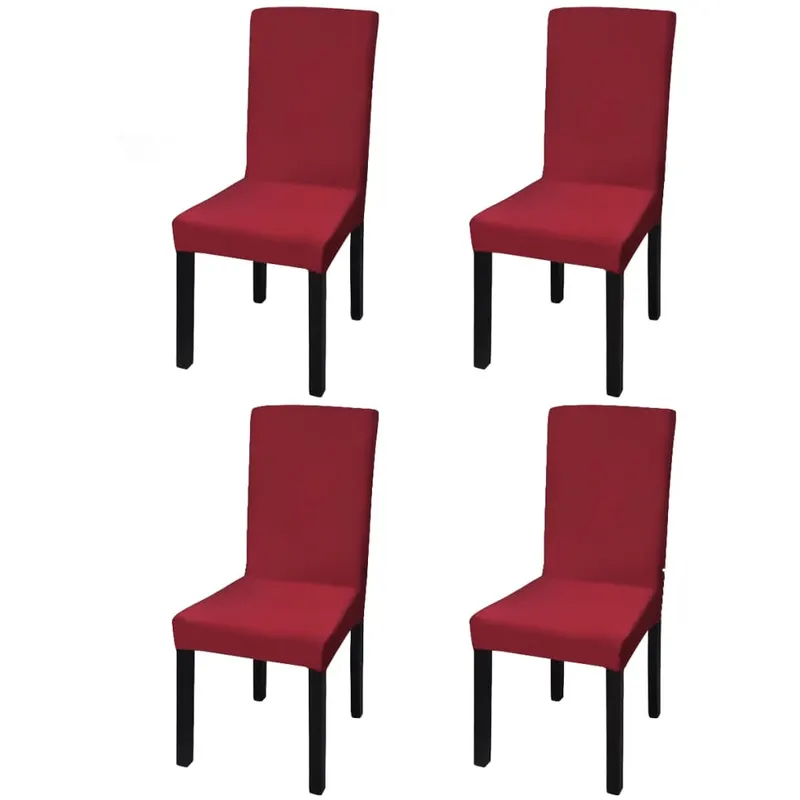 huse de scaun elastice drepte, 4 buc., rosu bordo