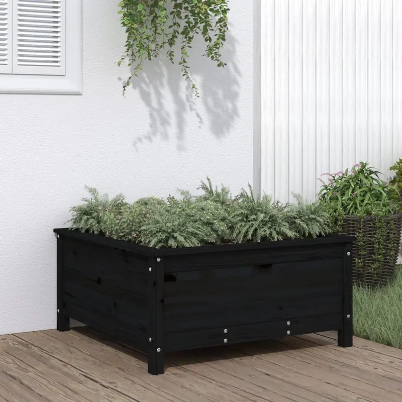 jardiniera de gradina, negru, 82,5x82,5x39 cm lemn masiv de pin
