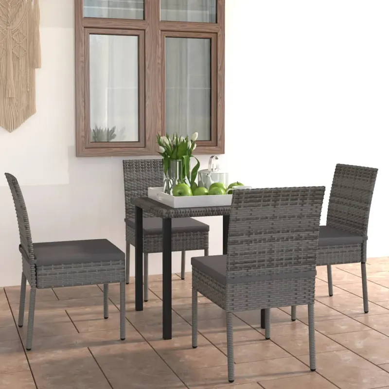 set mobilier de gradina, 5 piese, gri, poliratan