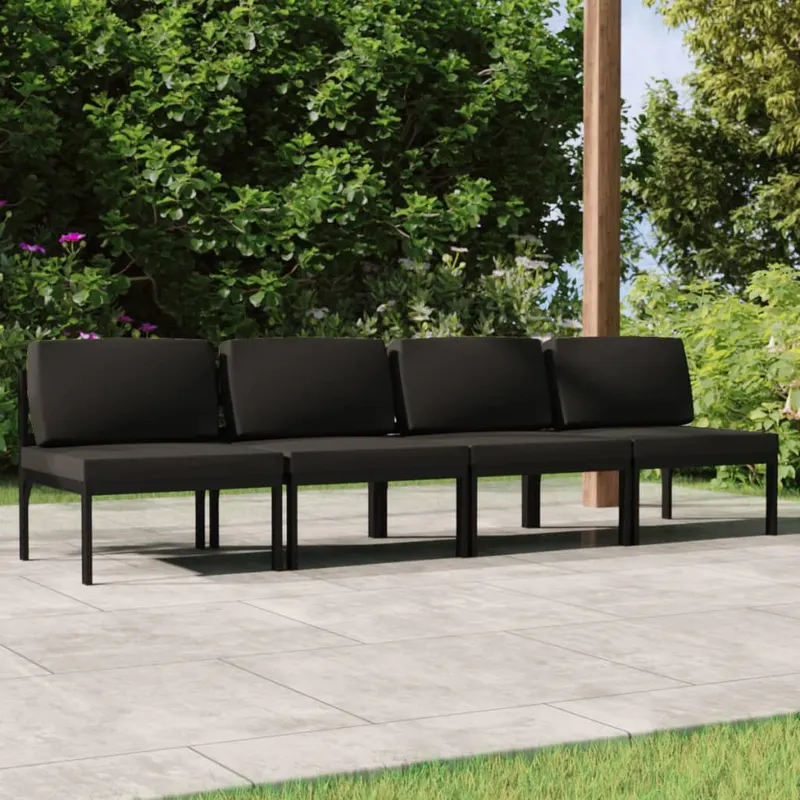 canapea de gradina cu 4 locuri si perne, antracit, aluminiu