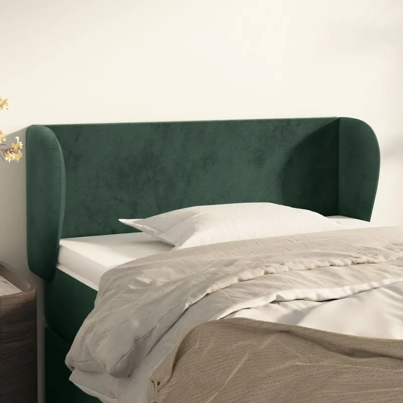 tablie de pat cu aripioare verde inchis 83x23x78/88 cm catifea