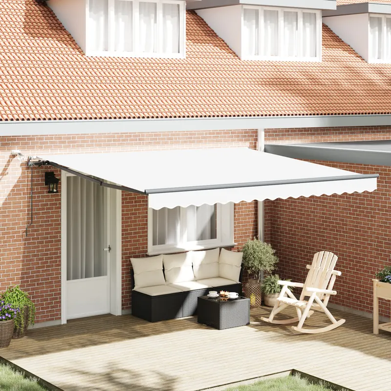 Marchiza retractabila automatizata cu led alb 400x350 cm, tablie de marchiza pentru cadru de 4x3.5 m alb