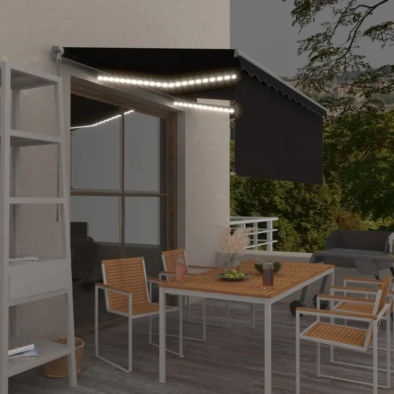 copertina retractabila manual cu stor&led, antracit, 3,5x2,5 m