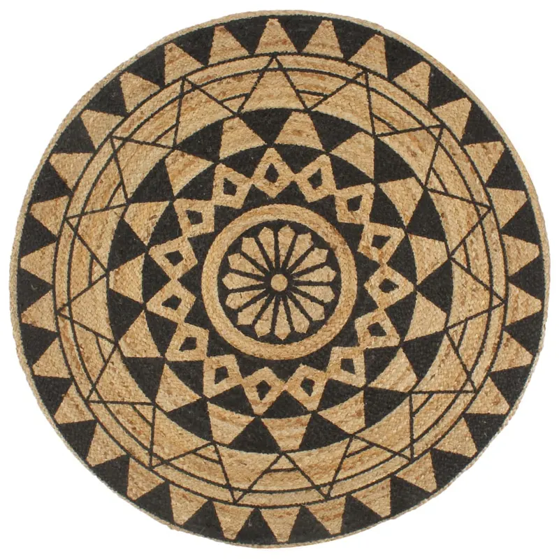 covor manual cu imprimeu negru, 120 cm, iuta