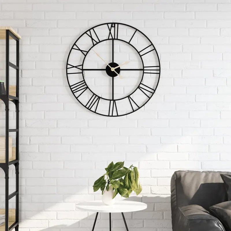 ceas de perete, negru, Ø50 cm, fier