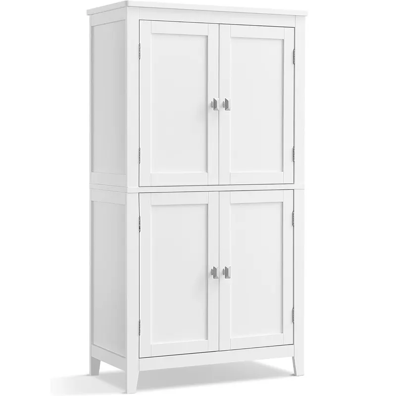 Dulap de baie, din MDF, cu 2 compartimente si 4 usi, rafturi reglabile, 30x60x110cm, alb