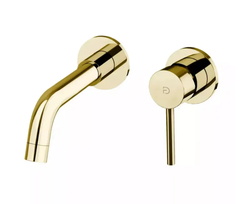 Baterie lavoar FDesign Flusso, 1 2 ,pe perete, L, 223 mm, valva inclusa, lucios, auriu, FD1-FLS-3PA-55