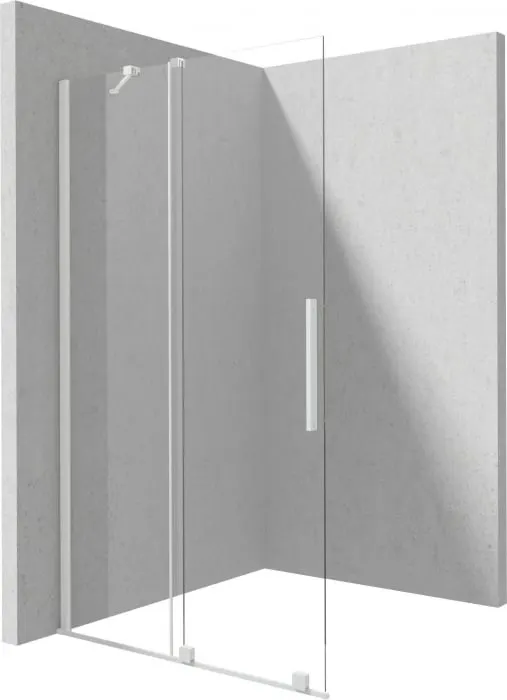 Perete de dus alb, paravan cu usa culisanta, 140x195 cm Deante Prizma