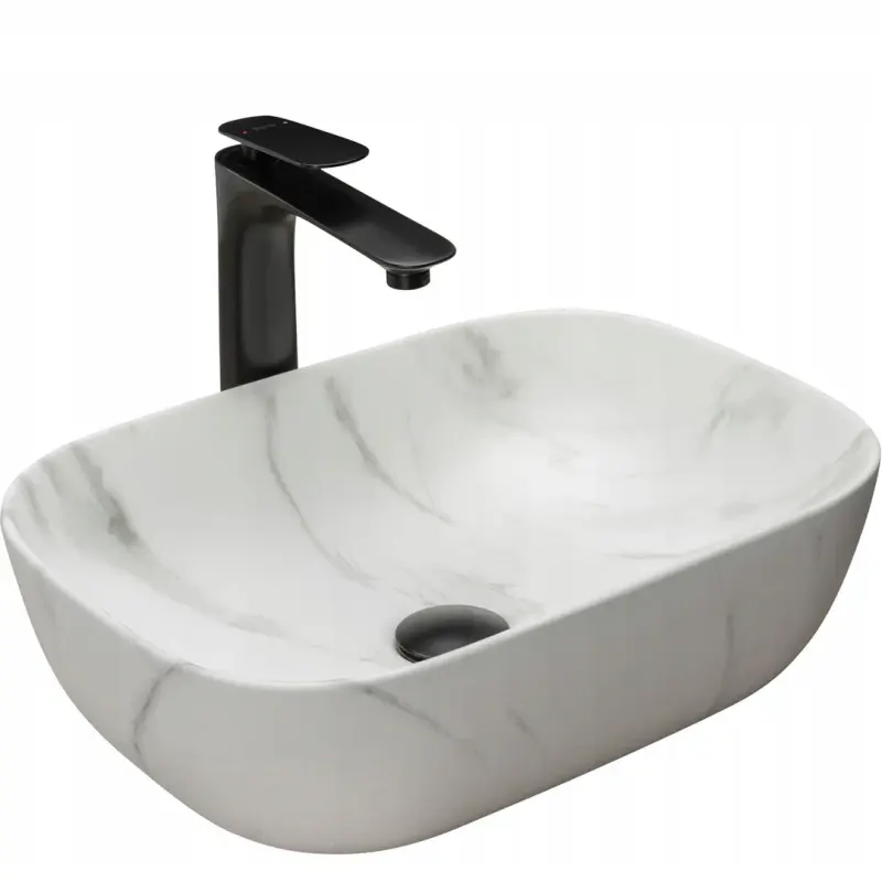 Lavoar baie 46 cm, dreptunghiular, imitatie piatra cu finisaj mat, Rea Belinda