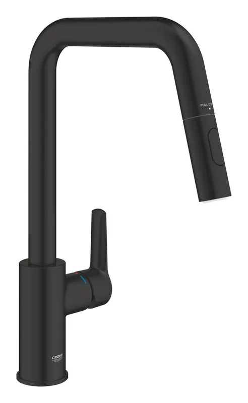 Baterie bucatarie Grohe 306312430, 1 bar, 362 mm, 221 mm, 1 orificii instalare, 2 sprayuri, 120 unghi pivotare, Negru
