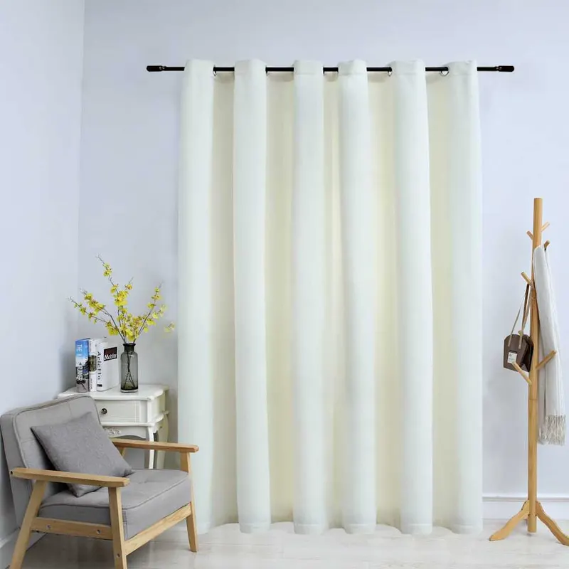 Draperie opaca, crem, 290x245 cm, catifea, inele metalice