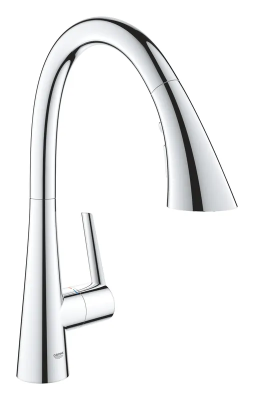 Baterie bucatarie Grohe 32294002, bucatarie Zedra, tip comanda monocomanda, marime inalta, forma pipa tip c, crom