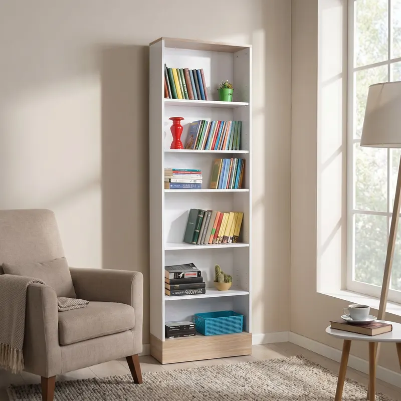Bibliotecă KTP-860-MB-1 Home Collection® Base cu 6 Rafturi, Alb, 60x197x26 cm - Alb