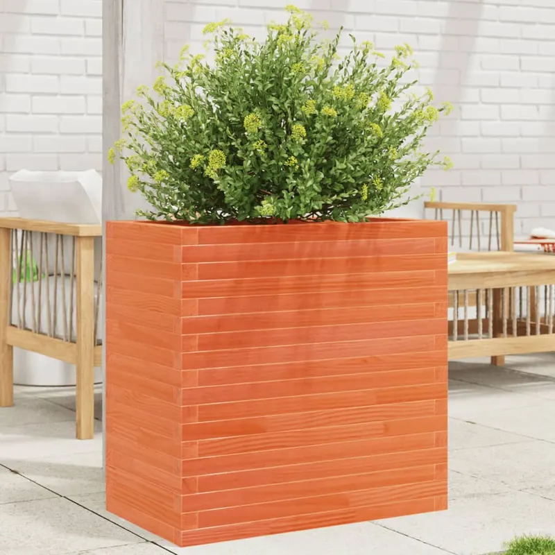 jardiniera gradina, maro ceruit, 70x40x68,5 cm, lemn masiv pin