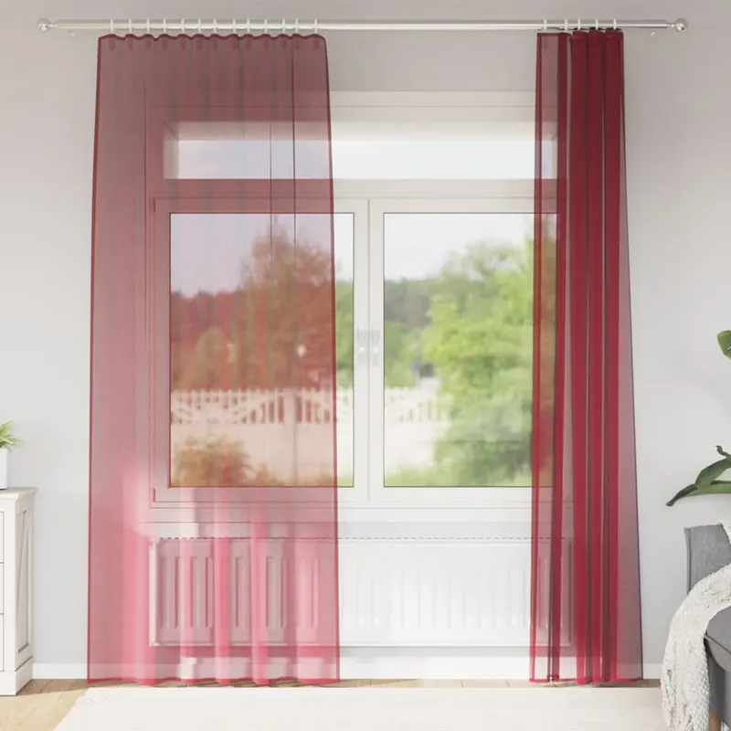 perdele voile cu bucle 2 buc rosu vin 140x245 cm