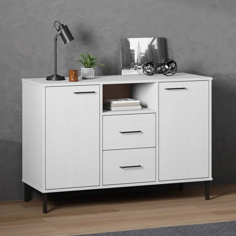 servanta cu picioare metalice „oslo” alb 113x40x77 cm lemn