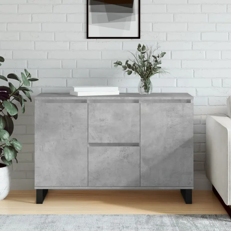 servanta, gri beton, 104x35x70 cm, lemn prelucrat