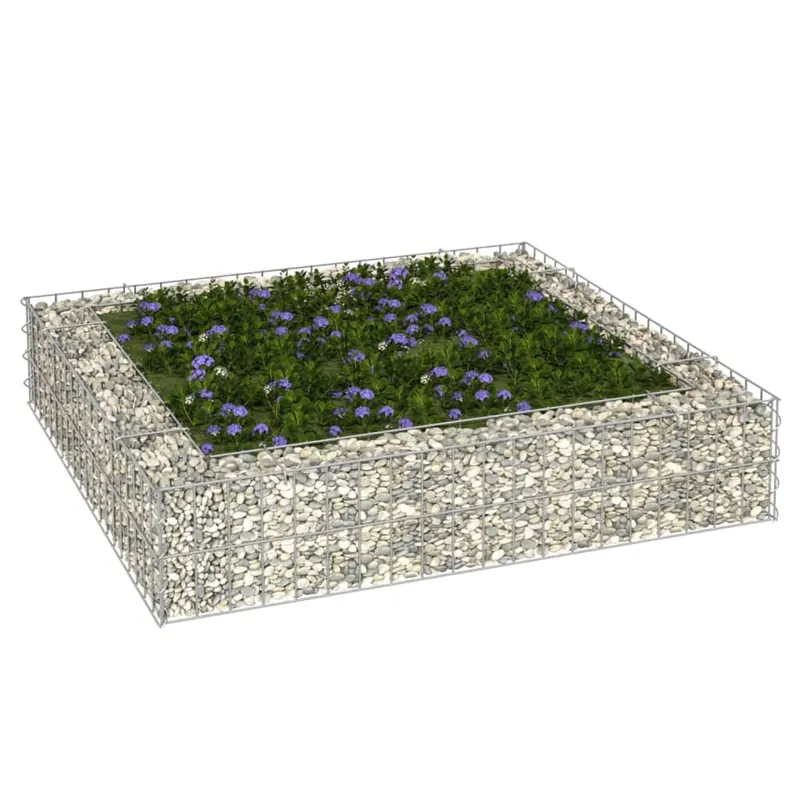 strat inaltat de gabion, 100x100x20 cm, otel galvanizat