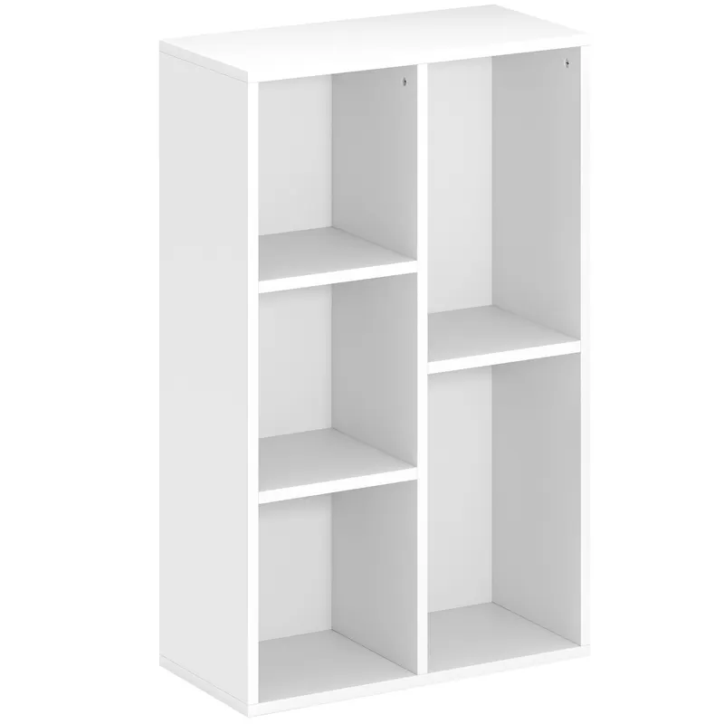 HOMCOM Bibliotecă cu 5 compartimente deschise, design modern, pentru living, dormitor, birou, 50x24x80 cm, alb
