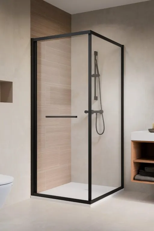 Cabina de dus patrata Radaway Alienta SD I 90x90x200,6 cm, negru, sticla 6 mm, usi culisante