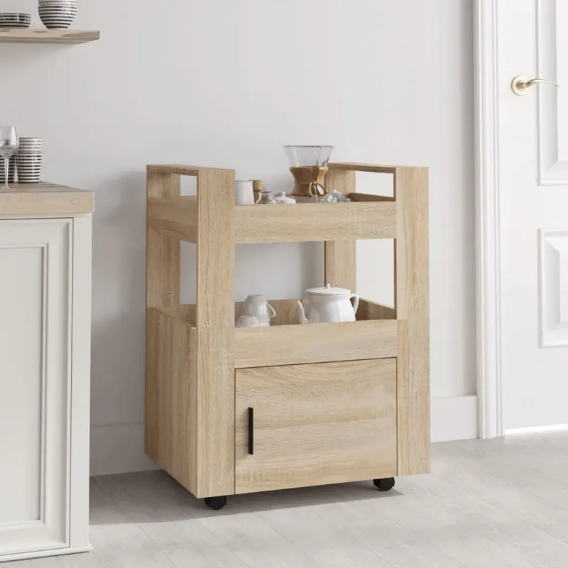 carucior de bucatarie stejar sonoma 60x45x80 cm lemn prelucrat
