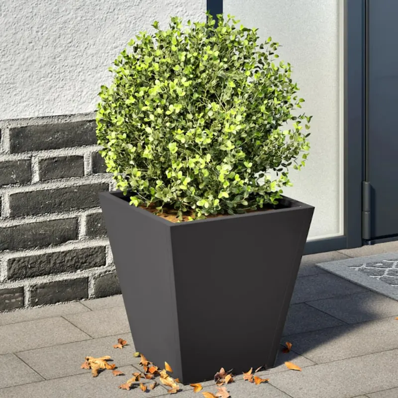 jardiniere de gradina, 2 buc., negru, 30x30x30 cm, otel
