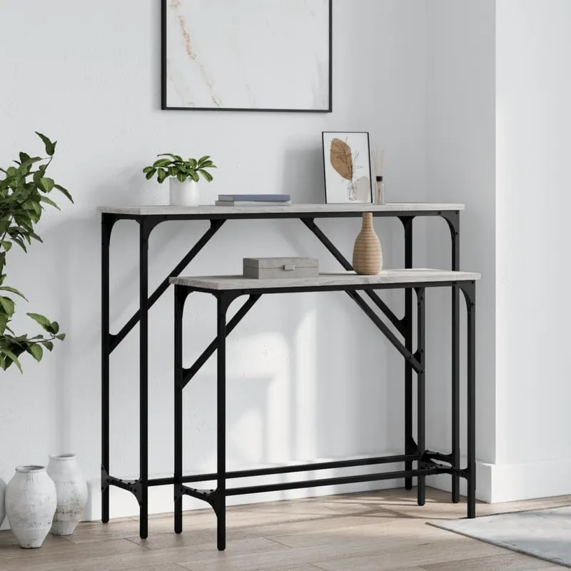 masute console, 2 buc., gri sonoma, lemn compozit