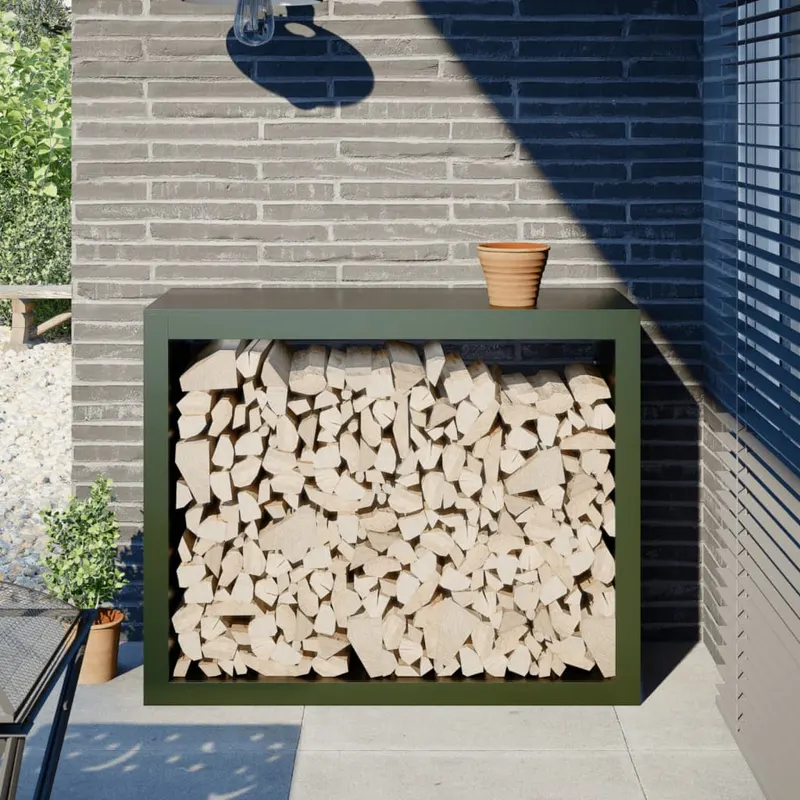 rastel pentru lemne de foc, verde, 100x40x80 cm, otel
