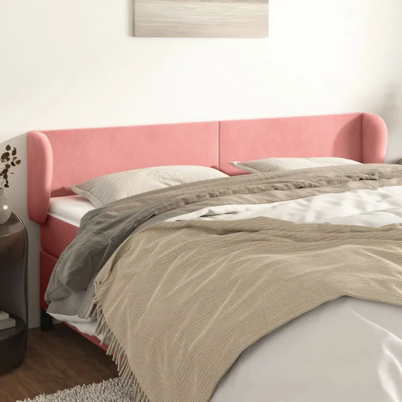 tablie de pat cu aripioare roz 163x23x78/88 cm catifea