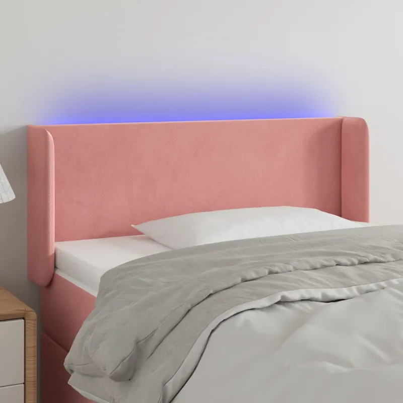 tablie de pat cu led, roz, 83x16x78/88 cm, catifea